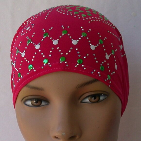 Pink Pre-Tied Stud Fashion Cap Slip On Bonnet Hijab Undercap #3 - Picture 3 of 3
